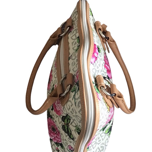 GIANIBERNINI Satchel Faux Leather Summer Pattern Double Zip Brown Trim/Lining - Picture 2 of 8